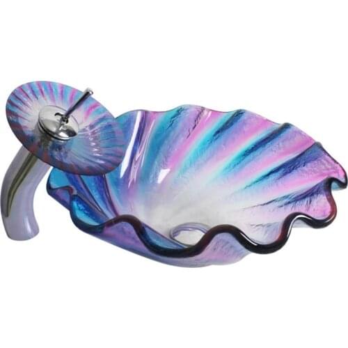 Bathroom Washbasin Hotel Above Counter Basin Washbasin Tempered Glass Wash Basin Household Creative Washbasin Sink Faucet Set