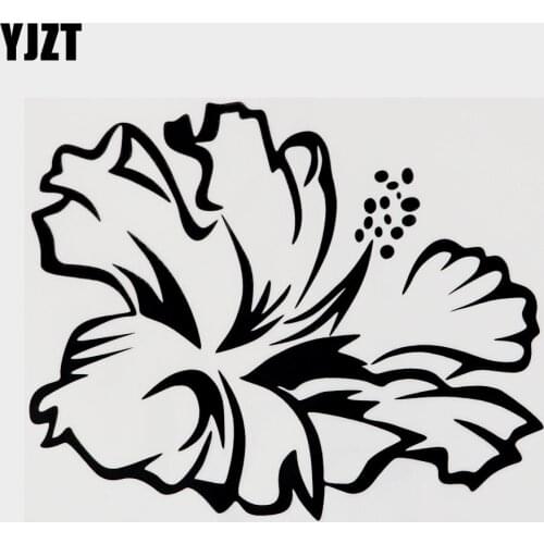 YJZT 14.6CM×12.2CM Plant Flower Fashion Vinyl Car Sticker Decal Black/Silver 18B-0284