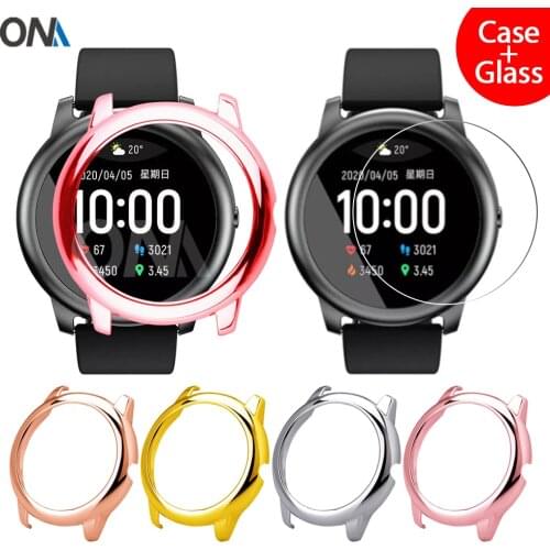 Protector Case + Screen Protector for Xiaomi Haylou Solar LS05 Smart Watch Women Girl Protective Cover Tempered Glass Film