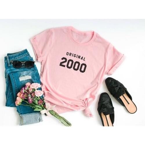 2000 Party Shirt 20th Birthday Girl Gift Shirts Short Sleeve Top Tees Women Tshirt O Neck Casual Lady JU08