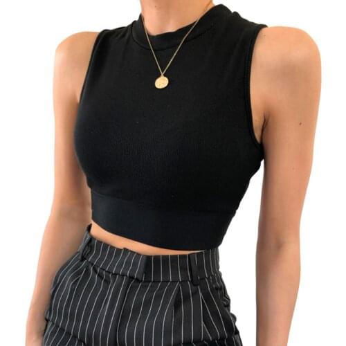 Women Summer Sexy Sleeveless Backless Crop Tops Solid Color Slim Ribbed Knit O-neck Lace-up Vest