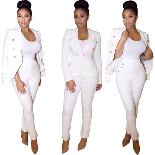 CMYAYA Business Attire Work Office Autumn/winter Women Fashion Full Sleeve Coat Outerwear Blazers Pants Suits Cardigan 3091