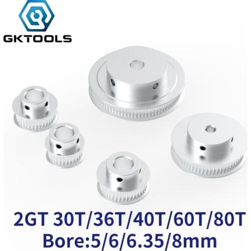 GT2 2GT Timing Pulley 30 36 40 60 Tooth Teeth Wheel Bore 5mm 8mm Aluminum Gear Teeth Width 6mm 3D Printer Parts Accessories