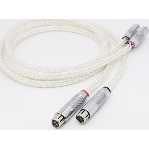 1Pair OCC Silver plated XLR Audio cable Balance cable XLR Cable Male to Female M/F Audio Cable 8AG Twist Cable