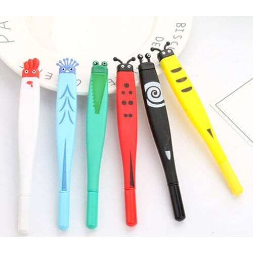 1 Pcs 0.5mm Cute Animal Modeling Gel Pen Frog Insect Cartoon Kawaii School Supplies Student Stationery Black Ink Pen