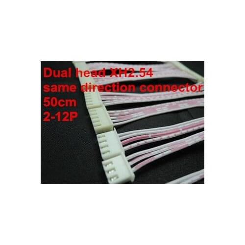 10pcs/lot 50cm XH red white ribbon cable dual head same direction XH2.54 2P 3P 4P 5P 6P 7P 8P 9P 10P 11P 12P connector