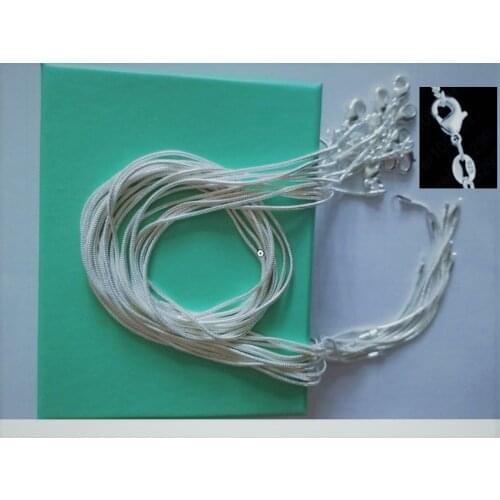 10pcs / lot Promotion! wholesale N925 Sterling Silver color Necklace, Fashion Jewelry Snake Chain 1mm Necklace 16 18 20 22 24 "