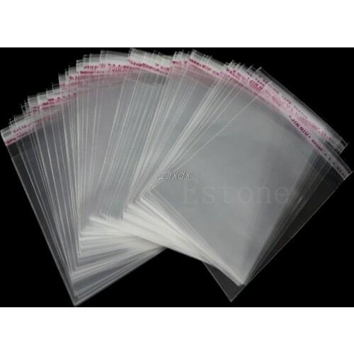 100ps Clear Self Adhesive Lots DIY Jewelry Seal Plastic Bags 8x12cm 3.1\"x4.7\"