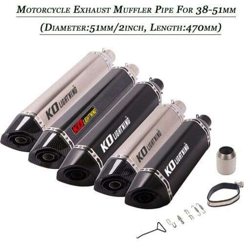 2Inch Exhaust Muffler Pipe With Removable DB Killer Escape for 38-51mm Muffler Silencer Tube Carbon Fiber Stainless Steel System
