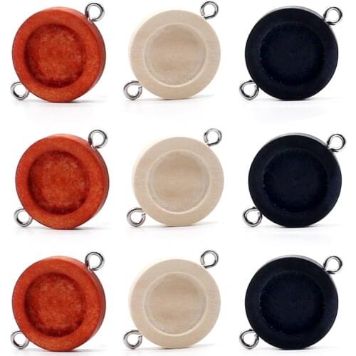 20pcs Lot 12mm Wood Charm Two Holes Hanging Stainless Steel Sheep Eye Cabochon Base for DIY Jewelry Making Supplies Wholesale