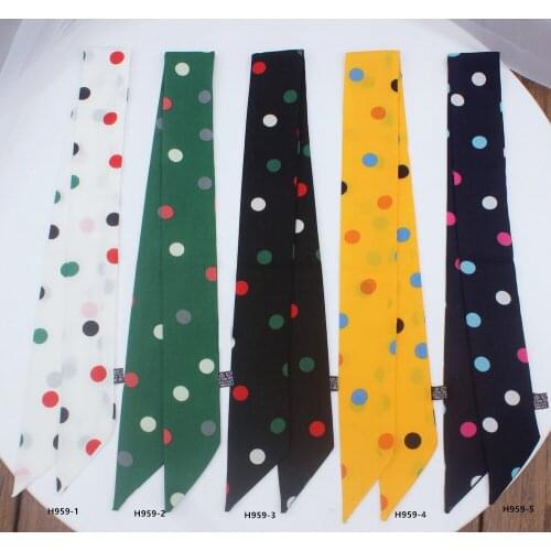 2019 Twill narrow long Scarf fashion woman Tie Bag Handle Ribbon Hairband Shawl Scarf headscarf skinny scarves dots silk scarf