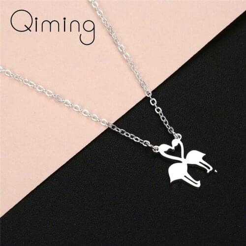 2020 Double Kiss Crane Necklace Women Minimal Bird Pendants Stainless Steel Necklace Jewelry Dropship Gift