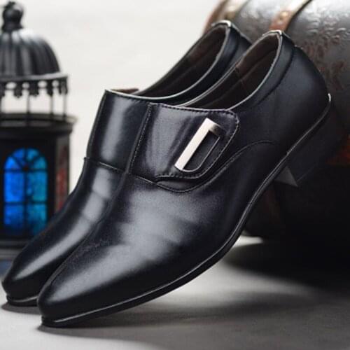 2021 New Men Bussiness Formal Shoes Single Buckle Slip On Black Brown Man Office Party Wedding Dress Shoes Big Size 48