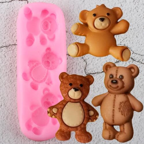 3D Baby Bear Silicone Molds Cupcake Topper Fondant Mold DIY Party Cake Decorating Tools Soap Clay Candy Chocolate Gumpaste Mould