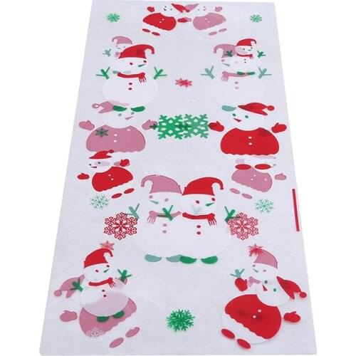 50Pcs Christmas Transparent Bag Candy Bag Thick Plastic Bag Gift Baking Packaging A Variety Of Patterns Christmas Gift Bags