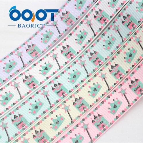 7/8‘’ 22MM 5 color can choose Shiny Castle Printed grosgrain ribbon, DIY handmadeHair accessories Material wedding gift 16130