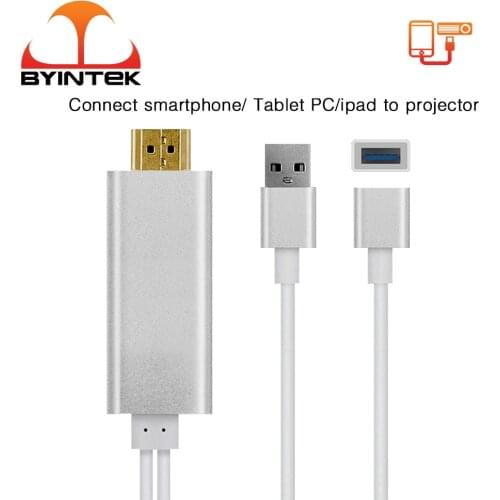 BYINTEK Adaptor Multi-Screen Cable for Projector to IOS Android Smartphone Tablet HDMI-Compatible
