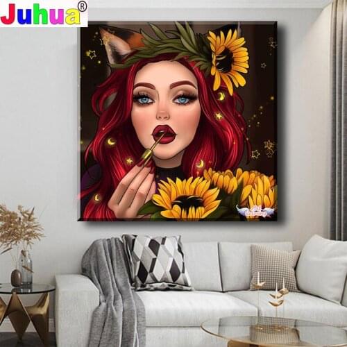 African American Black Woman Diamond Painting Sexy Girl Sunflower Diamond Embroidery Cross Stitch Wall Pictures Home Decor