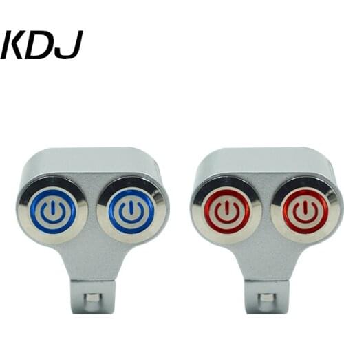 Aluminum 22mm Handlebar Motorcycle Switches ATV Scooter Headlight Hazard Brake Fog Light Switch ON-OFF With Indicator Light