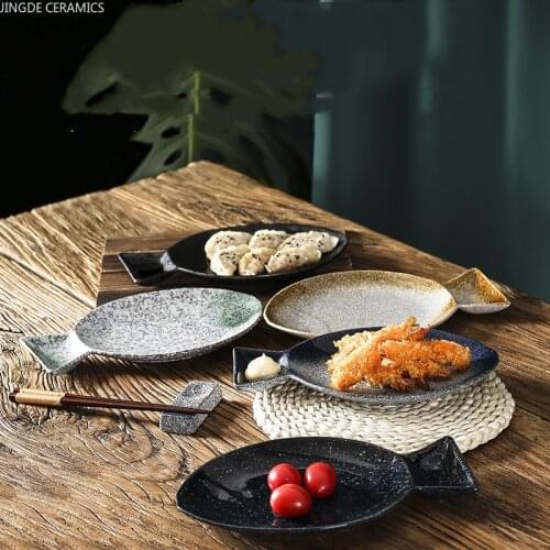 Japanese Cuisine Dumpling Dish with Vinegar Dish Household Dish Japanese Cuisine Tableware Ceramic Sushi Dish Table Decoration