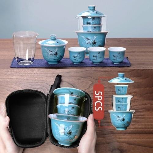 Porcelain Gaiwan Tea Gaiwan Set Chinese Ancient Glaze Jingdezhen Teaset Teapot Bowl for Varied Tea
