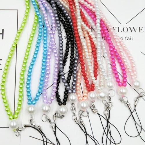 Long charm neck strap jewelry making set ID card Badge Chain lanyard Simulated pearl bead necklace Decoration holder accessories