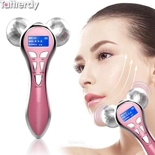 Pulse microcurrent slim face machine vibration massage roller reduce double chin v face shape beauty roller facial neck slimmer