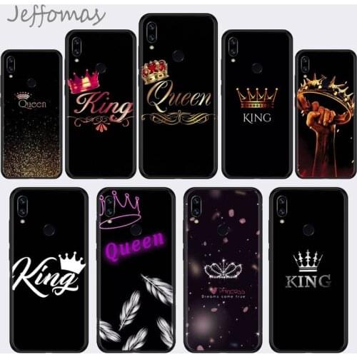 King Queen Crown black Phone Case Hull For Xiaomi Redmi Note 4 4x 5 6 7 8 pro S2 PLUS 6A PRO