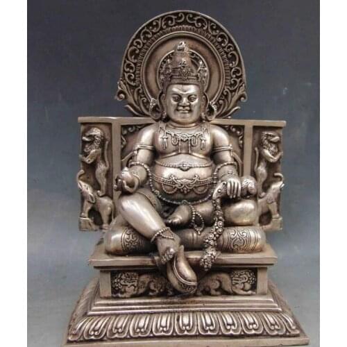 China copper Bronze Painted Yellow Jambhala Tibet God of wealth Buddha Statue