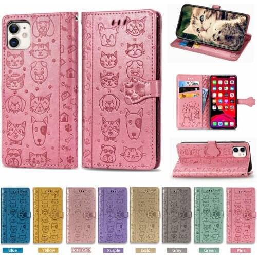 For iPhone 11 Pro X Xr Xs Max Cute Animal Flip Wallet Leather Case For iPhone 12 Pro Max 12 Mini 8 7 6s Plus SE Case Phone Cover