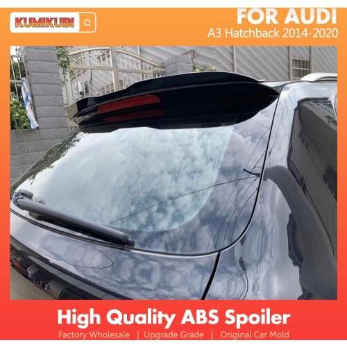 KUMIKUBI For Audi A3 Hatchback 2014-2020 High Quality ABS Plastic Rear Roof Spoiler Trunk Wing Boot Cover Car Accessories
