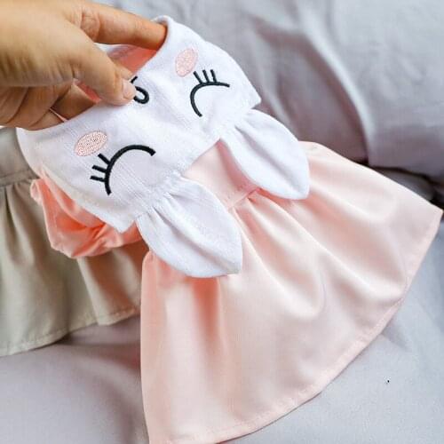 Summer Dog Dress Cartoon Squint Bunny Puppy Small Dogs Clothes for Chihuahua Yorkie Big-eared Rabbit Pets Skirt Dresses for Dogs