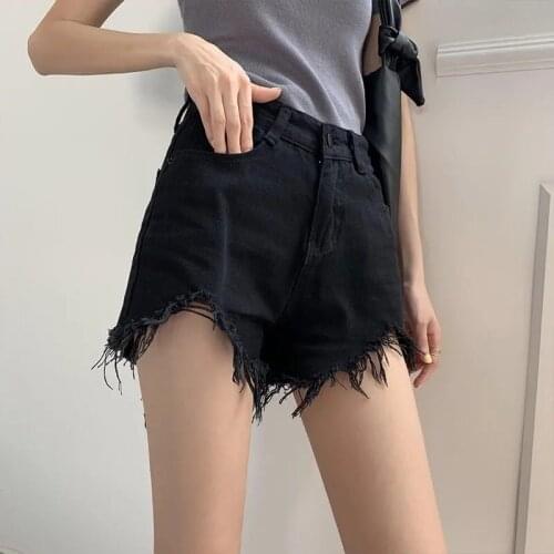 Summer Womens Short Jeans Fashion Vintage Tassel Ripped Booty High Waisted Harajuku Punk Sexy Hot Woman Denim Shorts