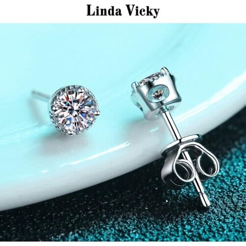 LINDA VICKY Senior Diamond Earrings 0.3ct VVS 100%Real Moissanite Rhodium Plated 925 Silver Jewelry Women Fashion Precious Gift