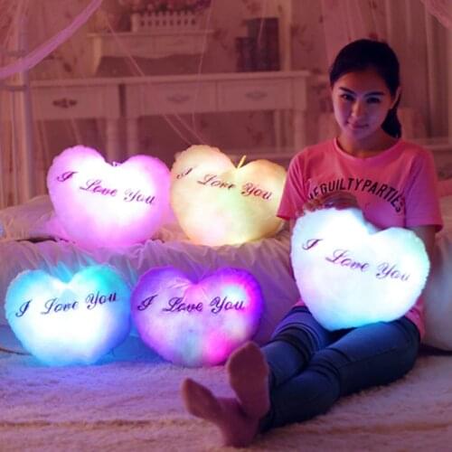 Flashing Luminous Loving Heart Plush Pillow Lover I Love You Pillow Birthday Valentines Day Girlfriend Gift