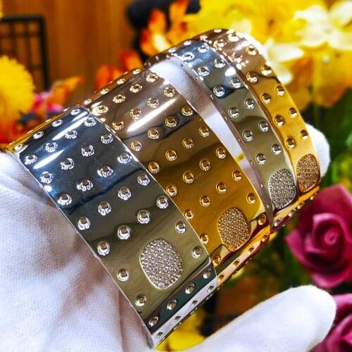 Missvikki Original design Stackable Wide Bangle For Women Bridal Wedding Cubic Zircon OPen Bangle Dubai Bracelet Party Jewelry