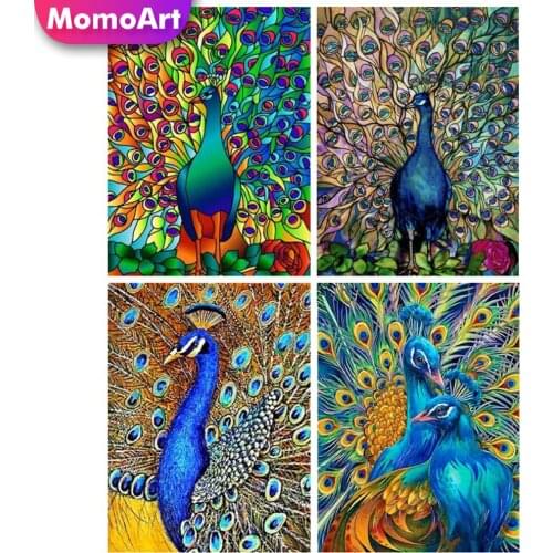 MomoArt 5D DIY Diamond Painting Animal Cross Stitch Diamond Mosaic Full Square Round Drill Peacock Home Decor Bead Embroidery