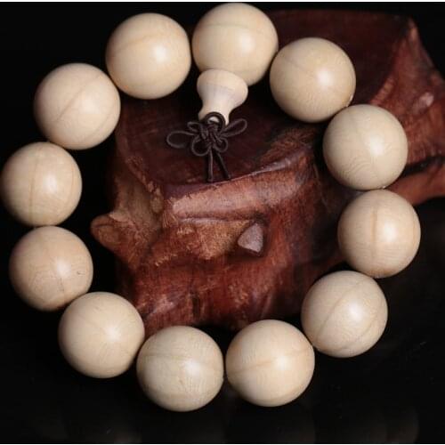 High Quality 15mm 18mm 20mm Buddhist Prayer Beads Bracelet Men,Elastic Luxury Strand Natural Abelia Bracelets Bangles Male