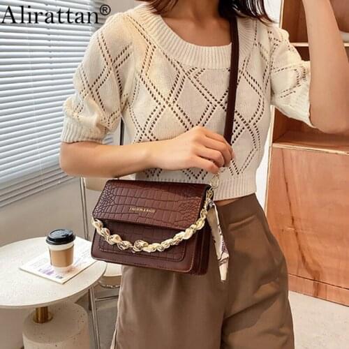 Alirattan New PU Leather Crossbody Bag For Women Fashion High Qualit Crocodile Pattern Shoulder Messenger Bag Travel Handbags