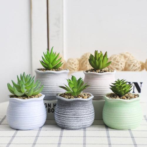 Wholesale Korean Ins Mini Matte Ceramic Succulent Flower Pot Creative Handmade Desktop Green Plant Flowerpot Home Balcony Garden