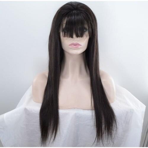 Remy Human Hair Lace Front Wig Hand-Tied Brazilian Hair straight Costume Full wig 150% Density Natural Hairline wigs