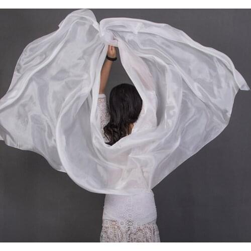 100% Silk Performance Dance Solid Color Light Texture Veil Shawls Women Scarf Costumes Accessories Belly Dance Veils 250cmx110cm
