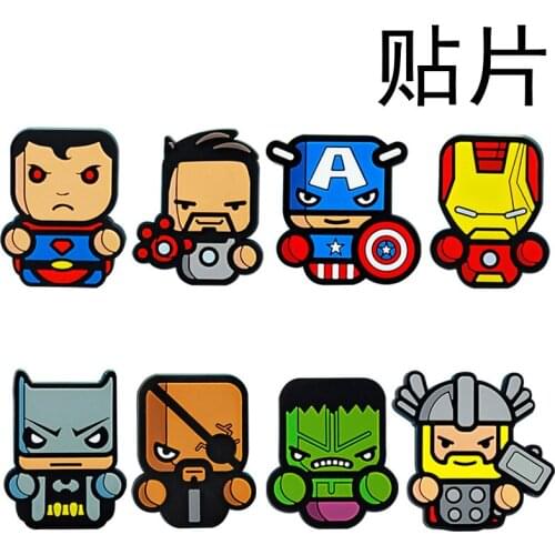 Semi-Manufactures Silicone Patch Marvel Hulk Captain America PVC Sticker for Mobile Phone Case Cover Earphone Case Shoes Buckle