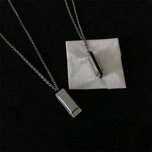 Simple Fashion Creative Design Silver Color Mini Harmonica Necklace Silver Color Necklaces For Men Jewelry Accessories Gifts