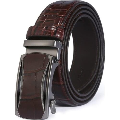 ANPUDUSEN Male Mens Cowhide belt Full Garin Leather Strap Automatic Buckle Belts For Men Belts Cummerbunds cinturon hombre