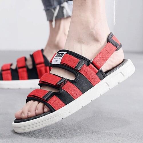 2020 Men Sandals Genuine Split Leather Men Beach Sandals Brand Men Casual Shoes Flip Flops Men Slippers Sneakers Summer Shoes