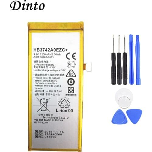 Dinto 1pc HB3742A0EZC 3.8V 2200mAh Replacement Li-ion Polymer Smart Phone Battery for Huawei Ascend P8 Lite + Repair Tools