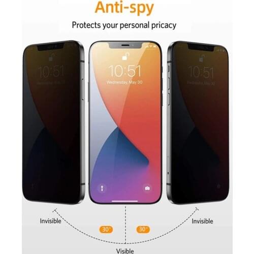Protetor de tela de privacidade de capa completa para iphone 12 11 pro xs max xr anti-spy vidro temperado para iphone 7 8 6 plus