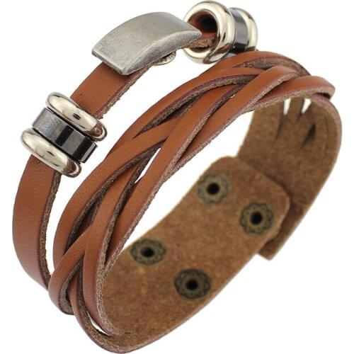 2018 Bracelet for women Fashion Jewelry Alloy Bead Bracelet Rope Women PU Rivet Beaded Leather Bracelet Men Casual Vintage Punk