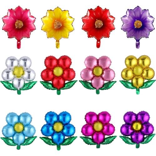 10pcs Multi flowers balloons foil globes Pink gifts for girls birthday party decoration wedding Valentines baby shower decor